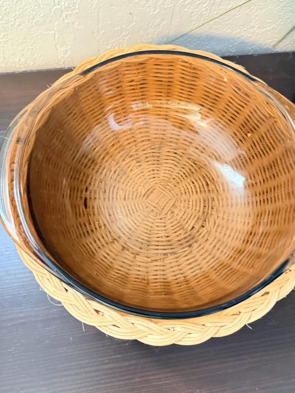 Vintage Pyrex Fireside Naturals Amber 1.5 Qt Casserole Dish with Basket